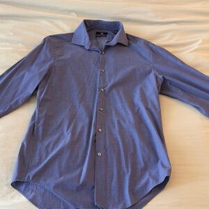 Calvin Klein Men's Navy Checkered Dress Shirt
